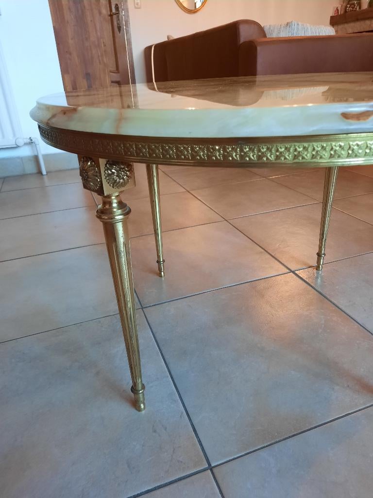 Vintage Onyx Salontafel met Messing Onderstel, Antiek en Kunst, Ophalen