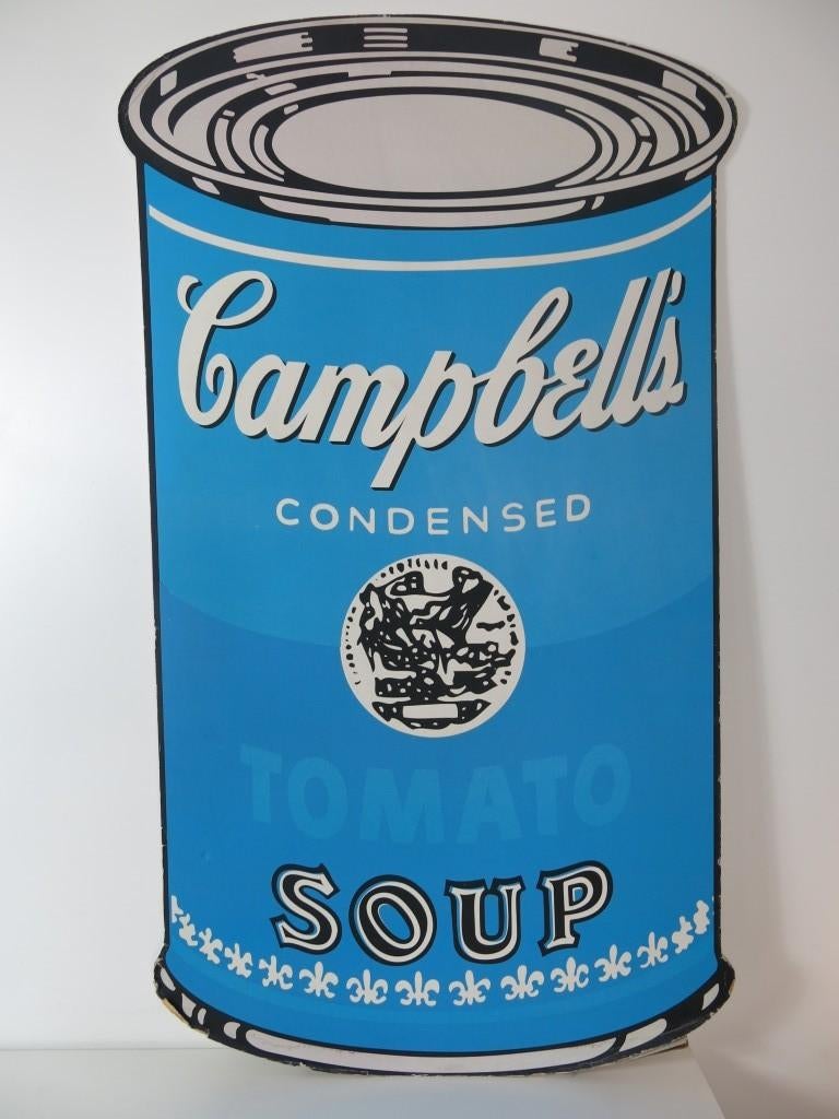 Campbell’s soup Andy Warhol Pepe Jeans groot reclamepaneel, Ophalen of Verzenden, Gebruikt, Reclamebord