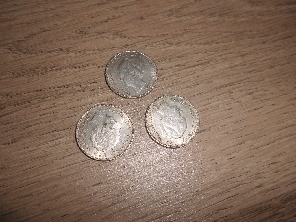 lot 3 pieces monnaie 1 gulden pays bas en argent, Enlèvement ou Envoi, Argent
