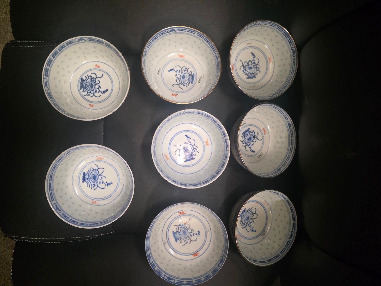 Set van 8 vintage Chinese rijstkommen - Jingdezhen Wan Yu, Ophalen