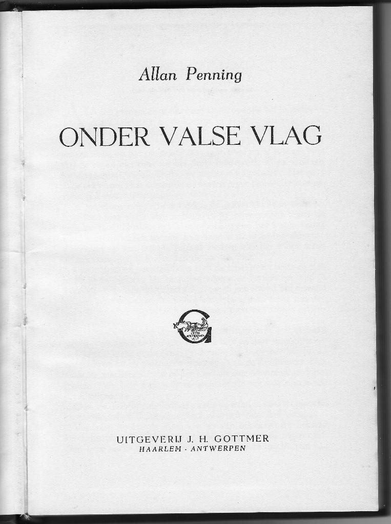 Allan Penning “Onder valse vlag”, Enlèvement ou Envoi, Comme neuf, Belgique
