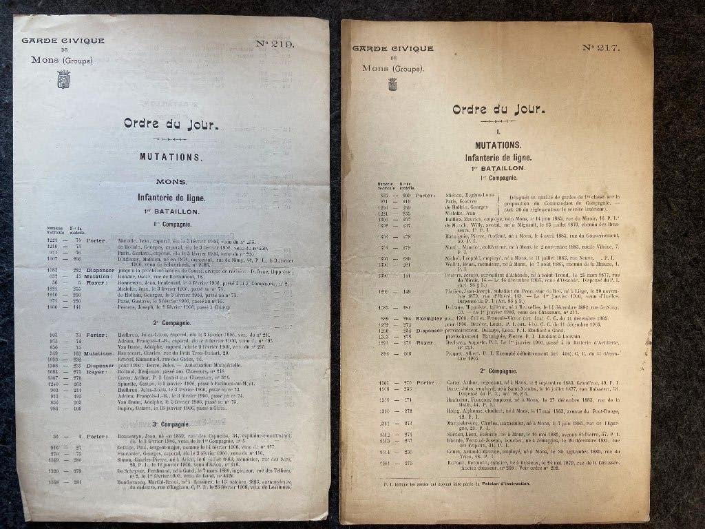 Garde civique Groupe de Mons Jemappes Soignies 1906, Envoi, Autres, Autres types