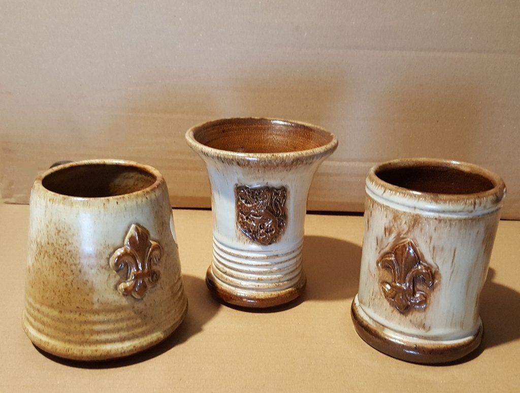 3 chopes vintage en grès - Roger Guérin - Bouffioulx (set), Enlèvement ou Envoi