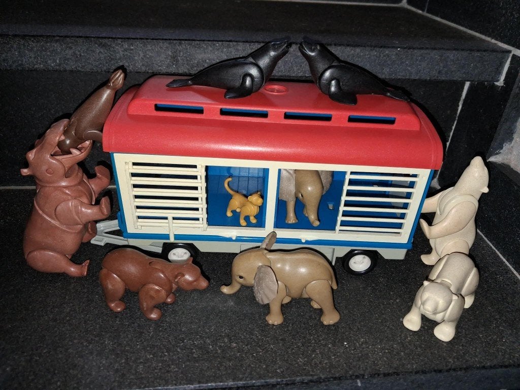 circuswagen Playmobil, Kinderen en Baby's, Speelgoed | Playmobil, Ophalen of Verzenden, Gebruikt, Voertuig