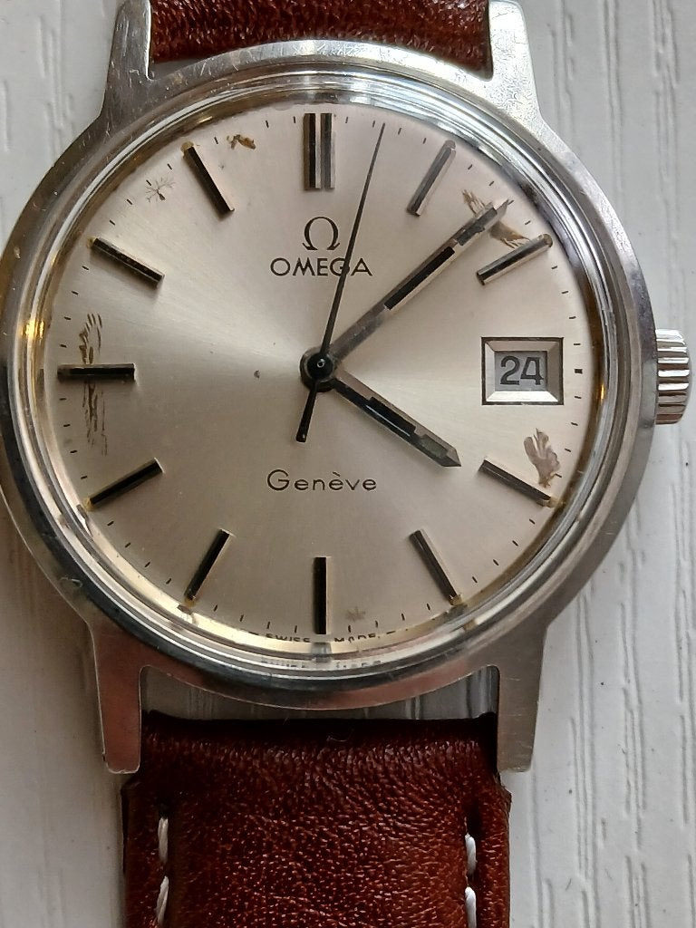 omega geneve 1974, Handtassen en Accessoires, Horloges | Heren, Gebruikt, Staal, Polshorloge, Overige materialen
