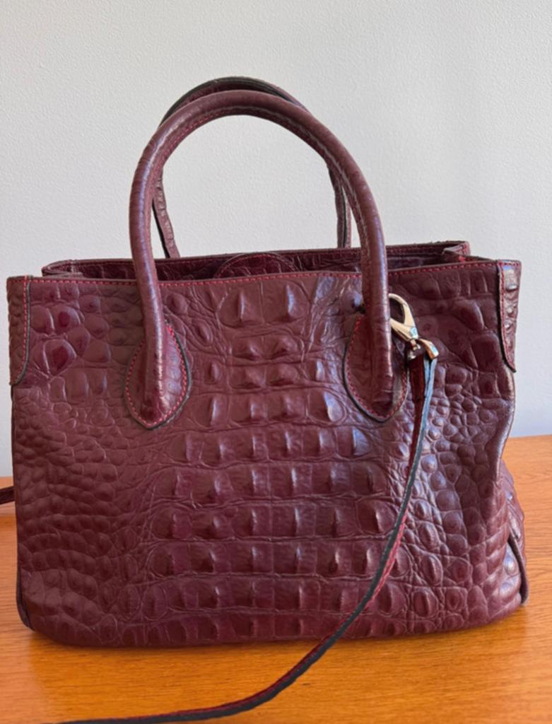 Vintage leather handbag Bon Bini bordeaux, Handtassen en Accessoires, Tassen | Damestassen, Ophalen of Verzenden, Zo goed als nieuw