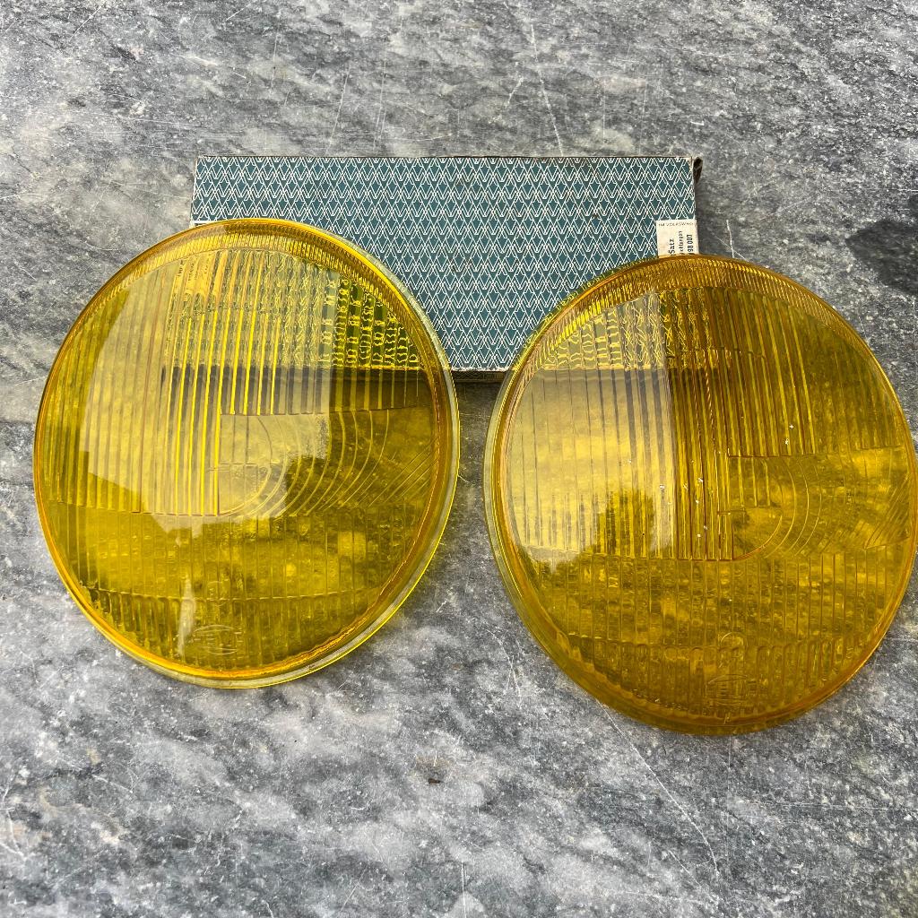 Gele koplampglazen voor VW Kever (Hella) vanaf 1967, Auto diversen, Auto-accessoires, Gebruikt, Ophalen of Verzenden