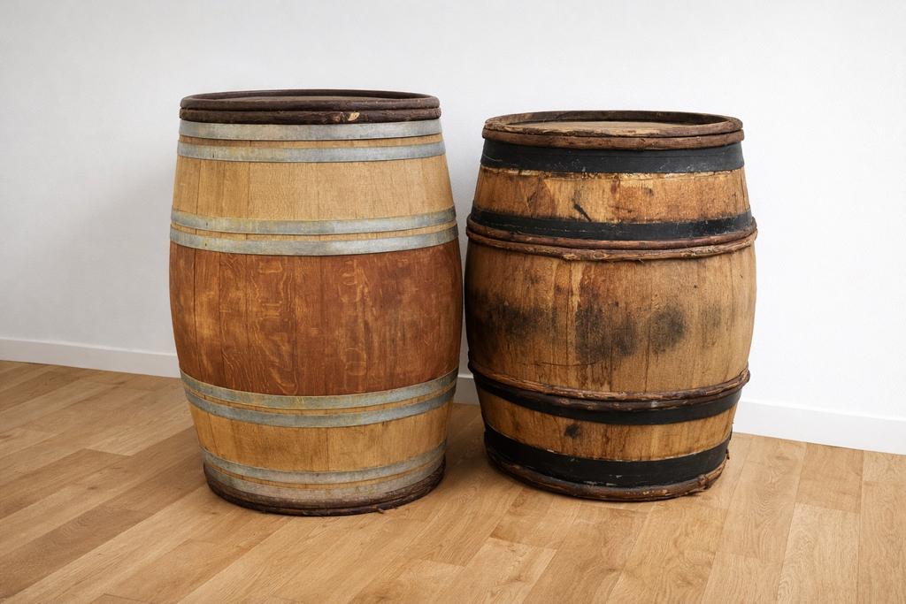 Authentieke eiken wijnvaten– decoratie of statafel 260 liter, Enlèvement, Comme neuf