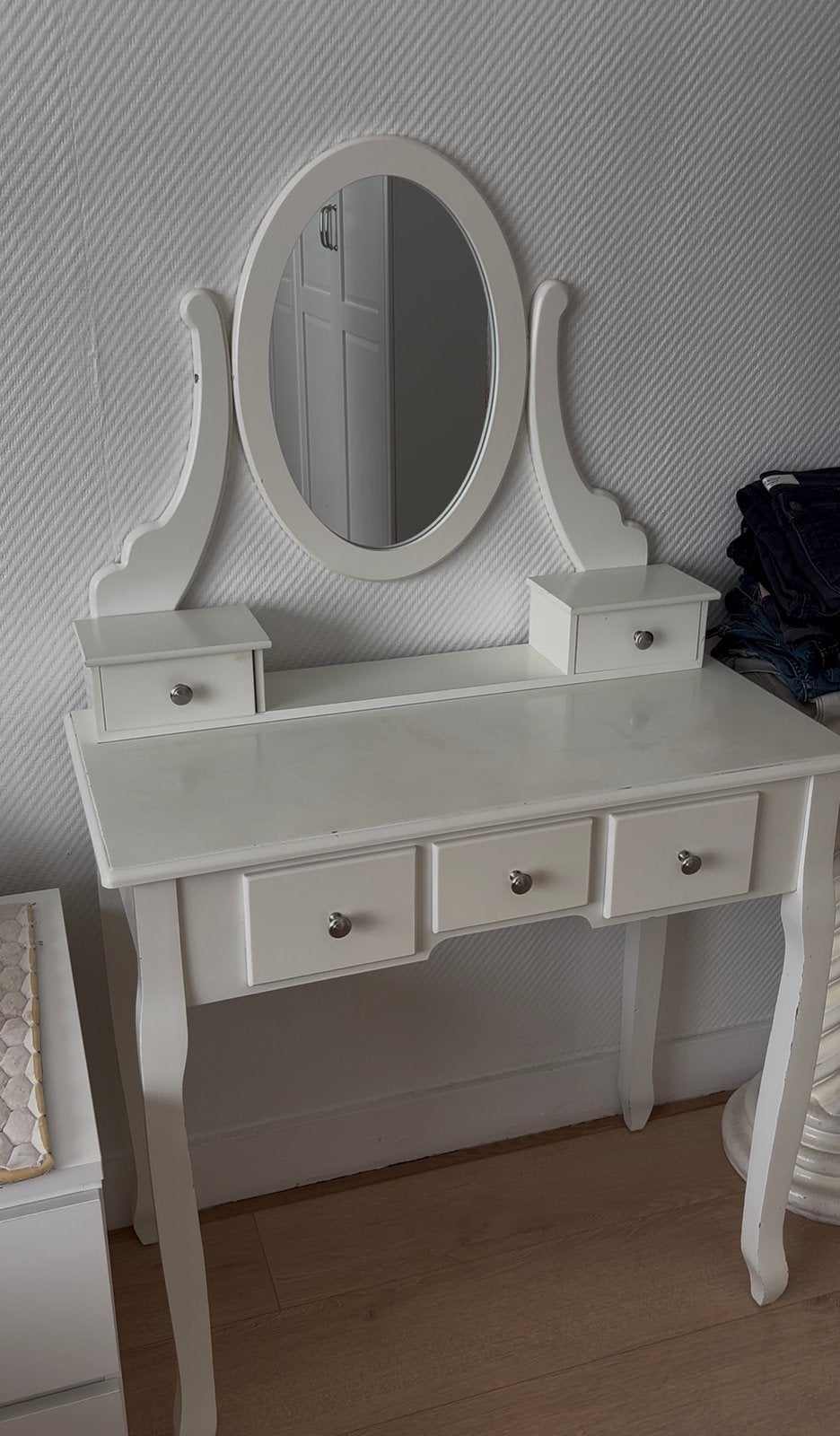 Coiffeuse blanche avec miroir, Enlèvement, Utilisé