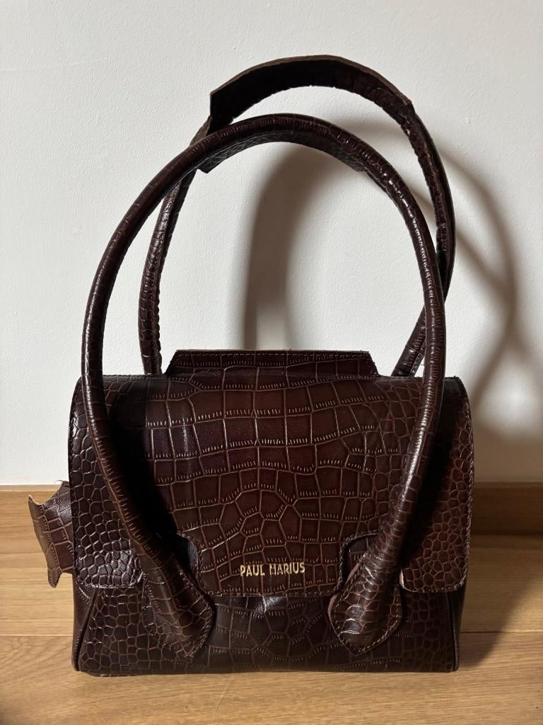 Sac à main PAUL MARIUS (cuir) NEUF! Collette Alligator, Bijoux, Sacs & Beauté, Enlèvement, Neuf, Brun, Sac à main