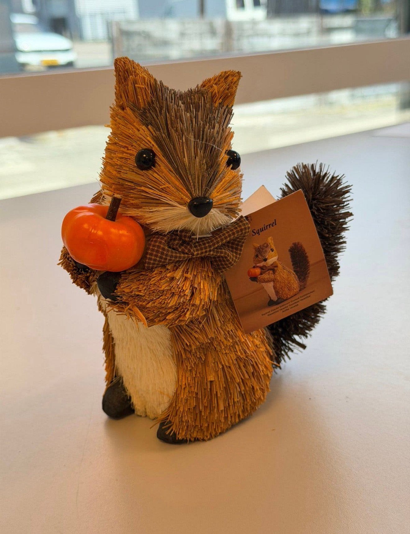 Écureuil en paille avec citrouille 20 cm automnale, automne, Enlèvement ou Envoi, Neuf, Animal