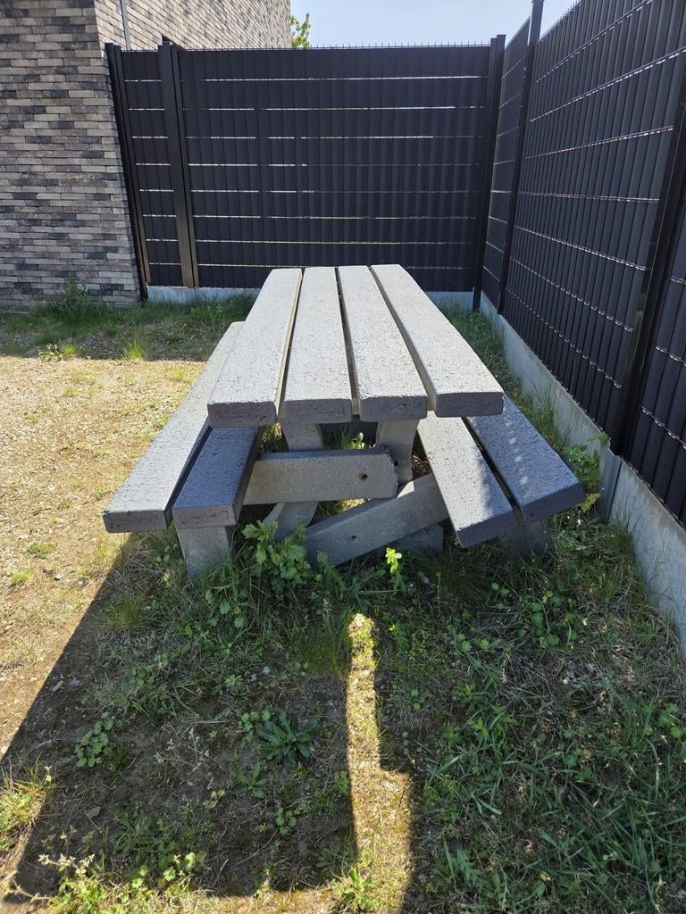 Massief kunstof picknicktafel, Tuin en Terras, Picknicktafels, Ophalen, Gebruikt, Rechthoekig, Overige materialen