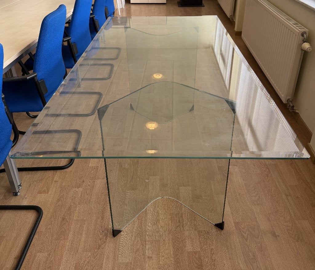 Glazen designtafel — 180  90 cm, Ophalen, Gebruikt, 50 tot 100 cm, Glas