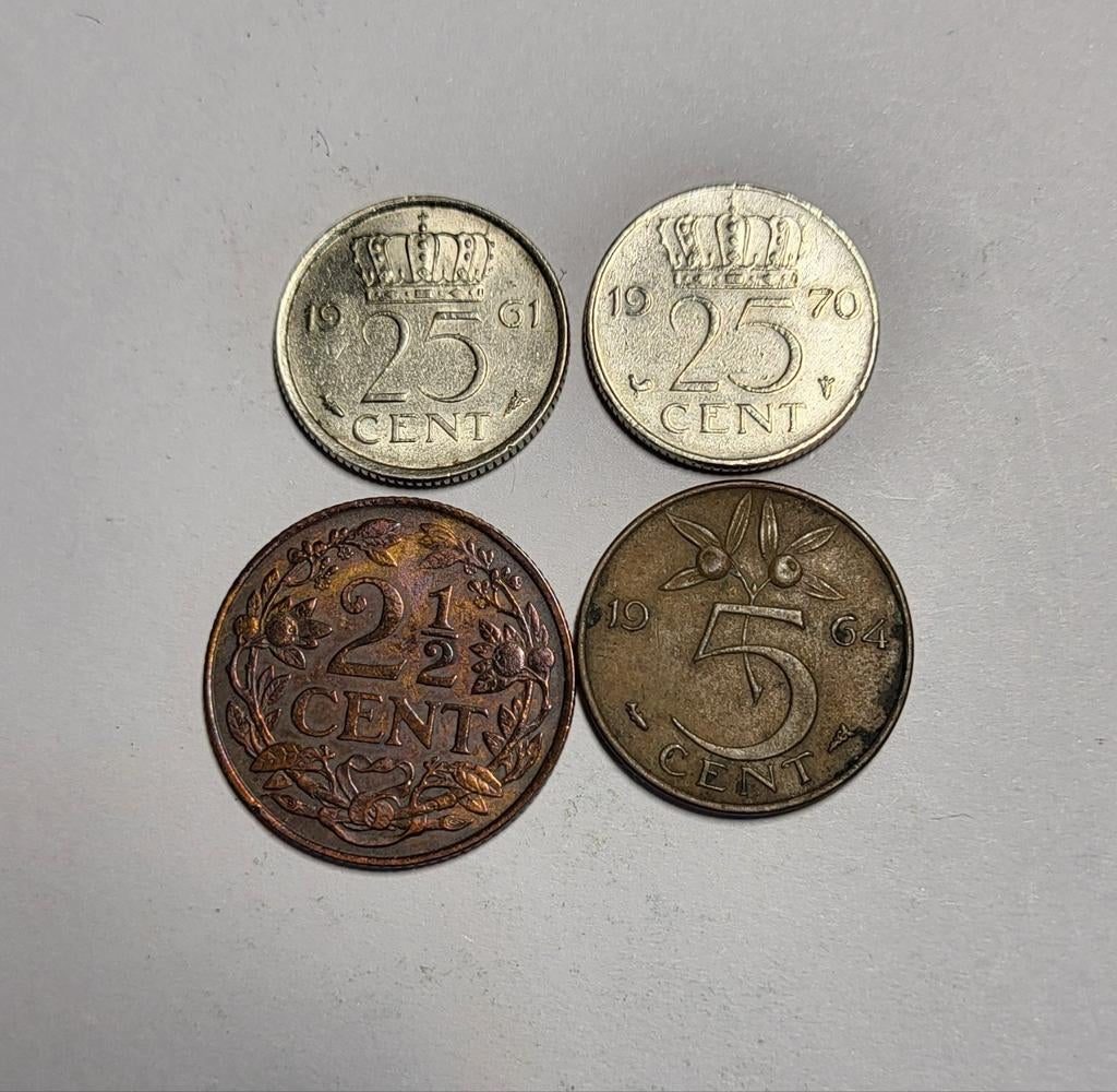 4 Nederlandse munten, Postzegels en Munten, Ophalen
