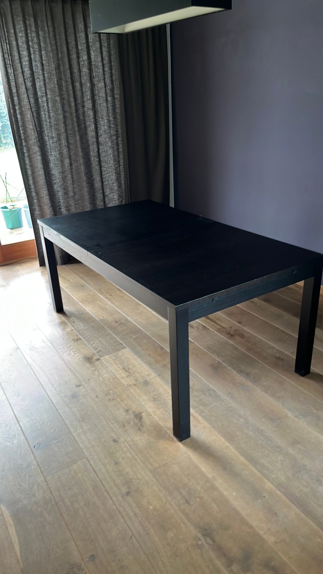 Zwarte houten tafel uitschuifbaar 175 to 260cm, Huis en Inrichting, Ophalen, Gebruikt, Rechthoekig, 50 tot 100 cm