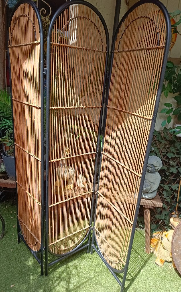 Paravang drie delen metaal en bamboe te koop., Huis en Inrichting, Ophalen, Zo goed als nieuw