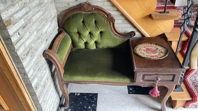 Vintage telefoonbankje, Antiek en Kunst, Antiek | Meubels | Stoelen en Sofa's, Ophalen