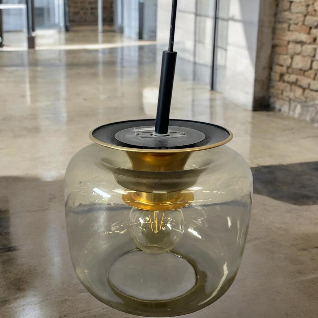 Lampe suspendue/lustre vintage en verre doré, Envoi