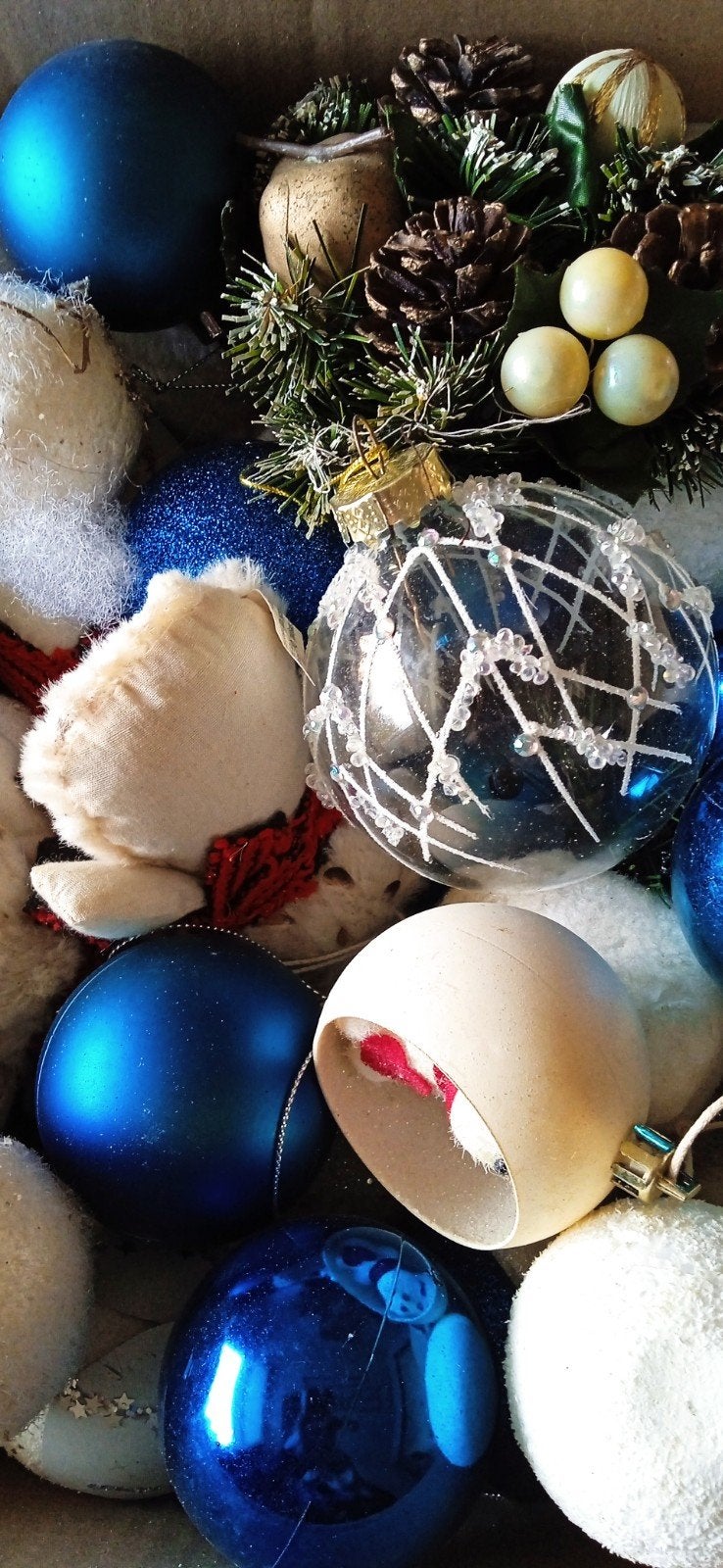 Kerstballetjes kobaltblauw en wit, Diversen, Ophalen, Gebruikt