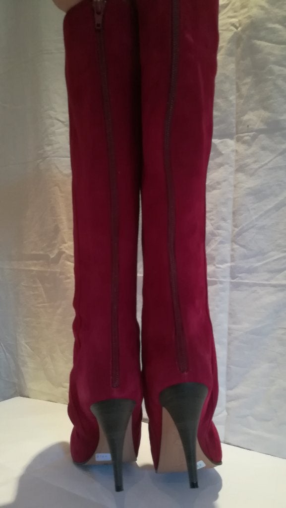 175B* REBECA SANVER prachtige rode vol LEREN laarzen (36), Kleding | Dames, Hoge laarzen, Verzenden, Gedragen, Rood