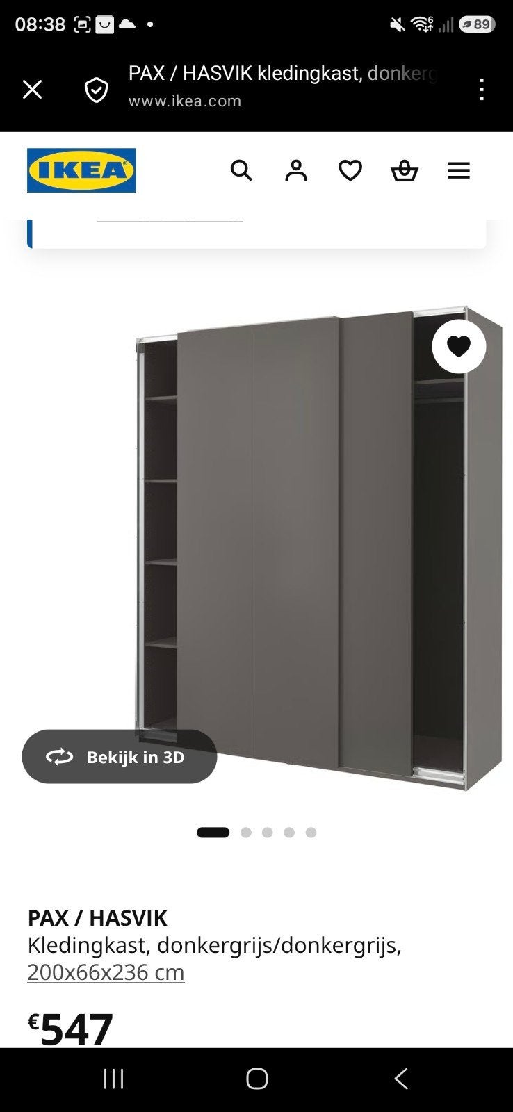 Ikea pax Hasvik (Luxe) Kledingkast 2026, Enlèvement