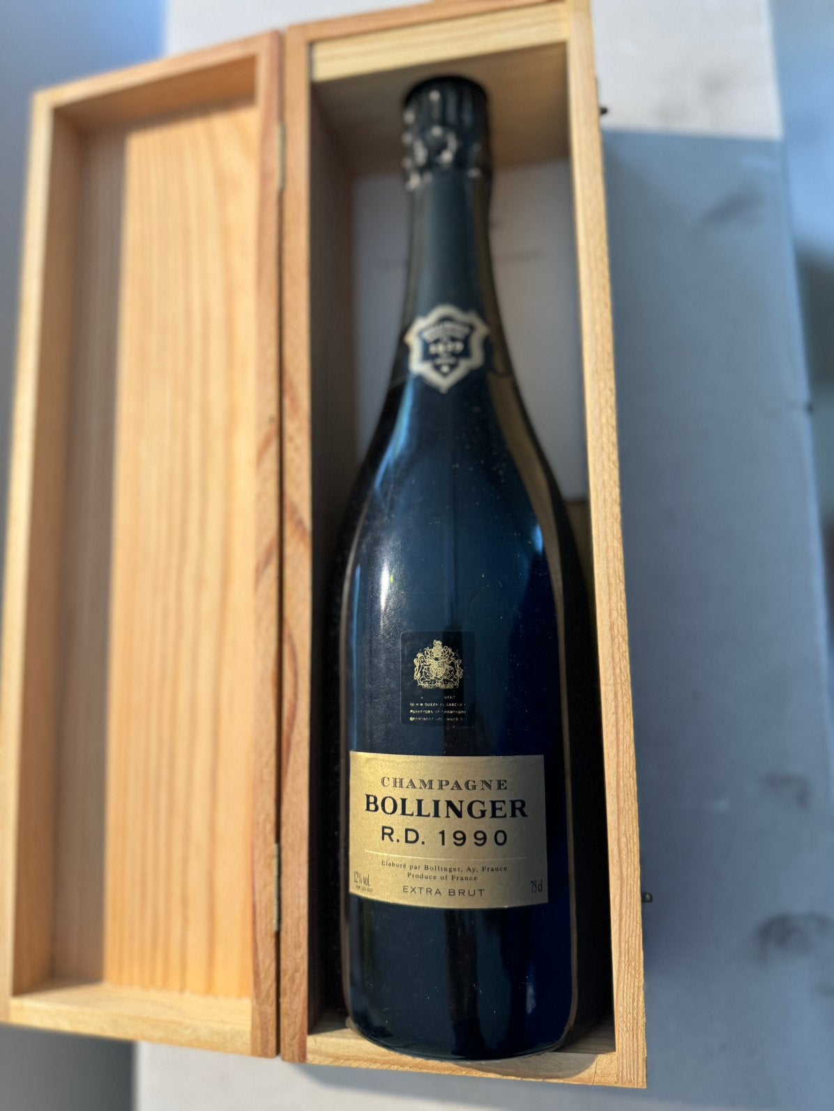 Bollinger R.D. 1990 Extra Brut (75 cl)originele kist, Collections, Vins, Enlèvement, Comme neuf, Champagne