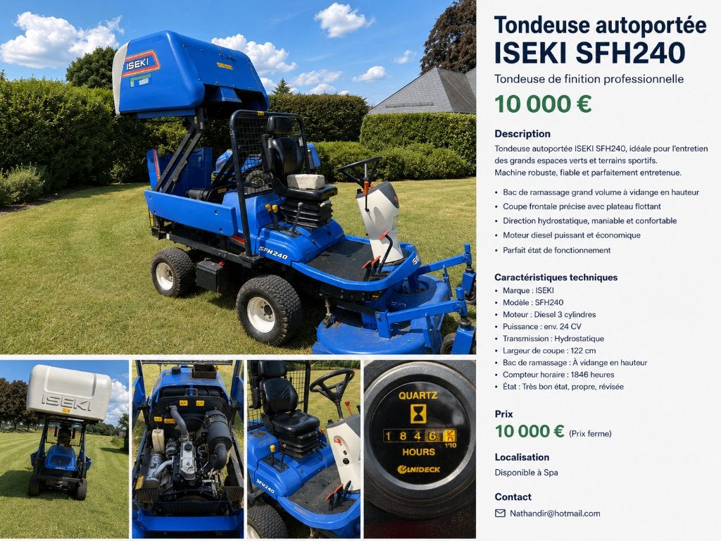 Tracteur tondeuse Iseki sf240, Enlèvement ou Envoi
