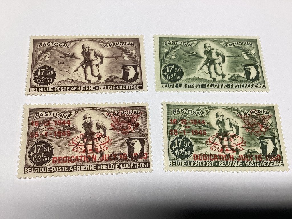 Lot de 4 timbres - Fonds commémoratif de Bastogne 1946, Sans timbre, Enlèvement ou Envoi, Non oblitéré, Timbre-poste