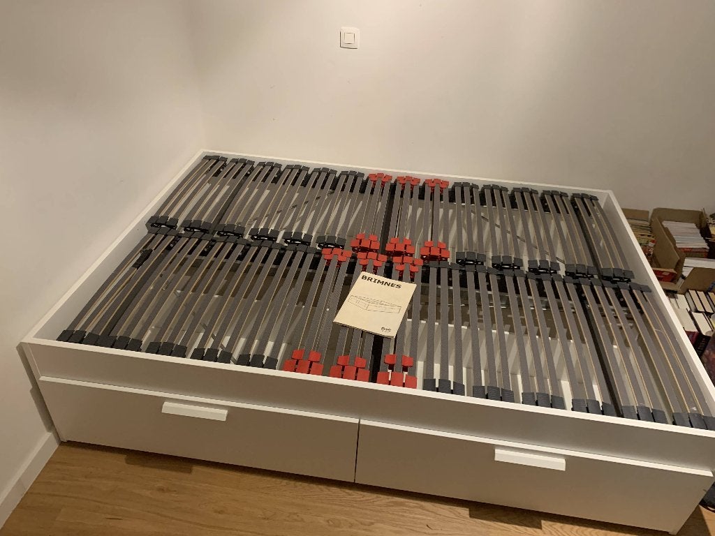 Ikea Brimnes wit tweepersoonsbed 140 x 200 met lades, Enlèvement, 200 cm, Deux personnes, 140 cm