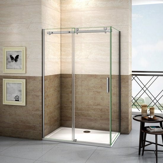 Gratuit !!!Paroi de douche en verre avec porte coulissante, Enlèvement, Comme neuf, Chrome, Douche