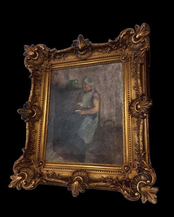 Franz Courtens (1854-1943)., Antiquités & Art, Art | Peinture | Classique, Portrait ou Personnes, Peinture à l'huile, Signé, Enlèvement