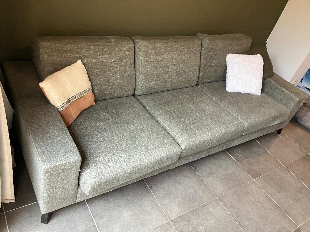 3 zits sofa : groen - amper gebruikt!, Ophalen, 250 tot 300 cm, Driepersoons, 75 tot 100 cm