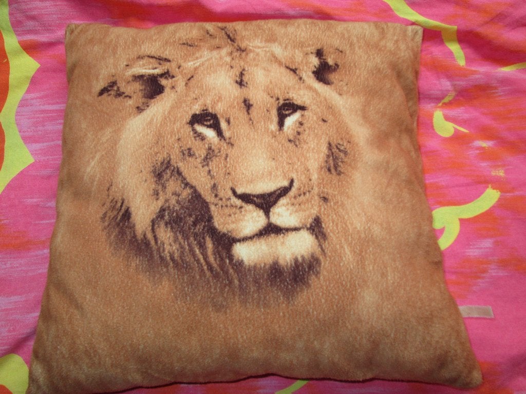 Coussin avec tête de lion, Coussin décoratif, Brun, Enlèvement, Autres marques