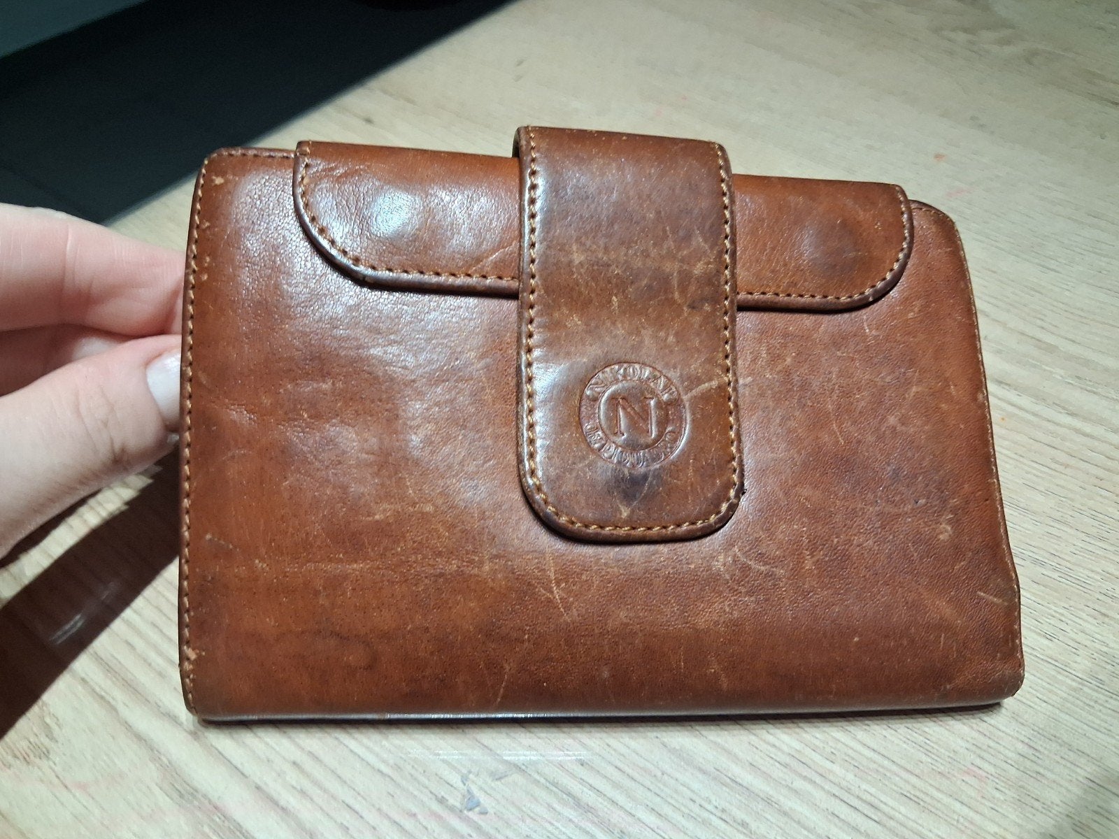 Vintage Nikolai by Piquadro portemonnee, Handtassen en Accessoires, Portemonnees, Ophalen of Verzenden, Gebruikt, Bruin, Leder