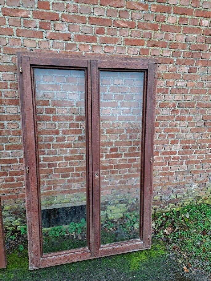 Ramen meranti, enkel glas 10 euro en 2 voordeuren, Doe-het-zelf en Bouw, Ophalen, Gebruikt