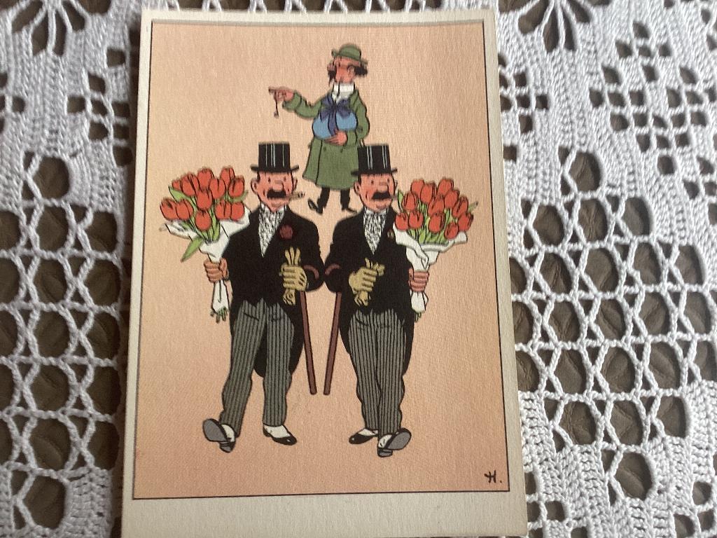 Oude postkaart Kuifje jaren 50-60 prenten, Ophalen of Verzenden, Gebruikt