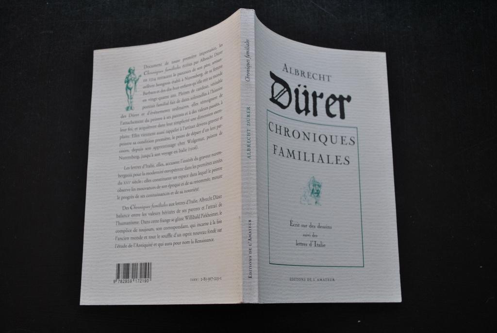 ALBRECHT DURER CHRONIQUES FAMILIALES ECRIT SUR LES DESSINS, Boeken, Gelezen, Ophalen of Verzenden, ALBRECHT DURER, Schilder- en Tekenkunst