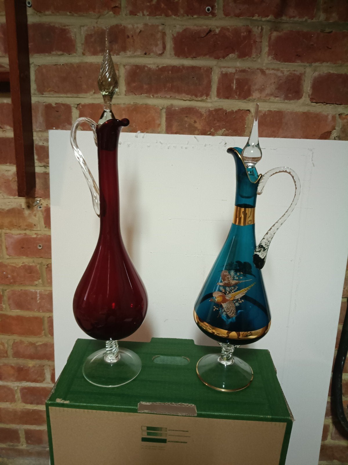 Superbes carafes décoratives vintage en verre soufflé – Lot, Enlèvement
