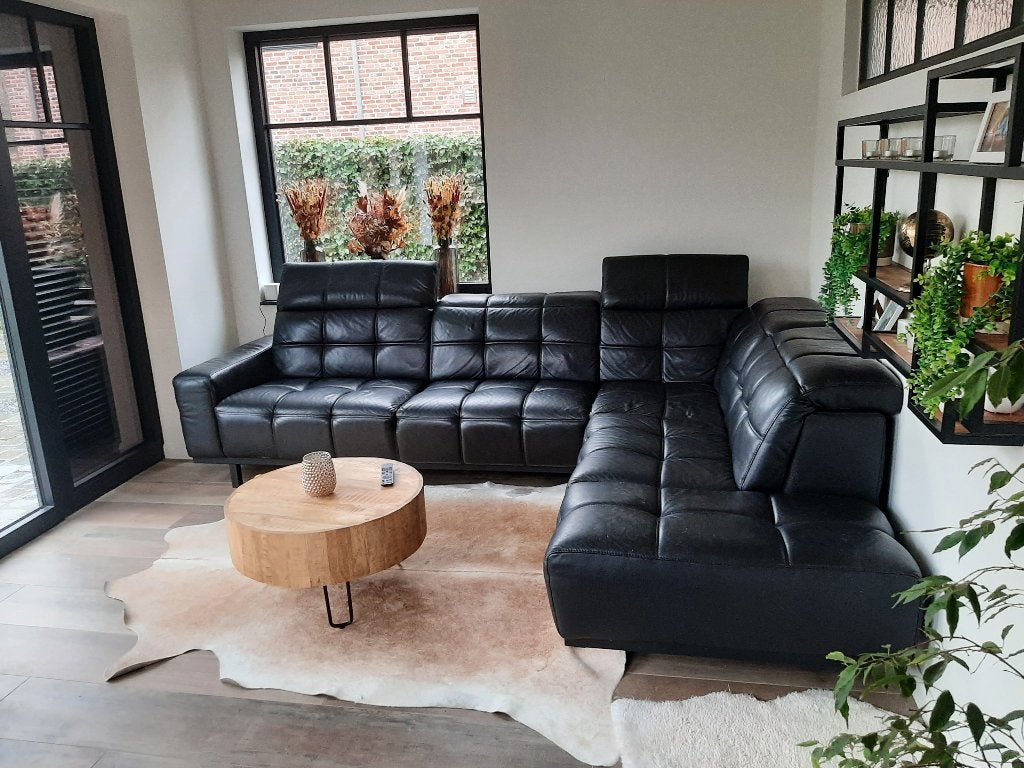Lederen hoeksalon 290x320, Ophalen, Gebruikt, Leer