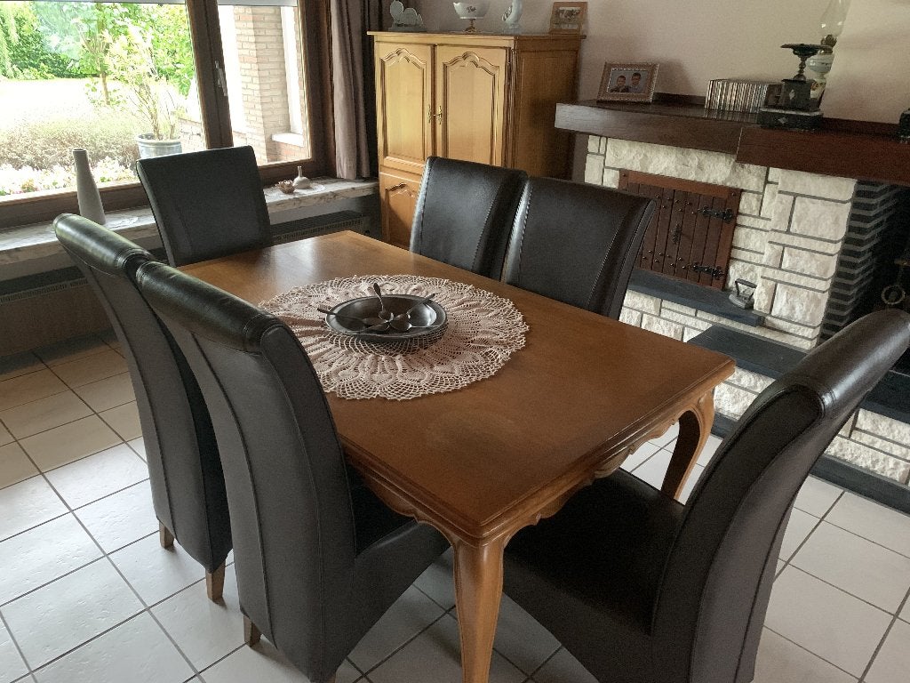 Complete klassieke eikenhouten eetkamerset, Huis en Inrichting, Ophalen, Gebruikt