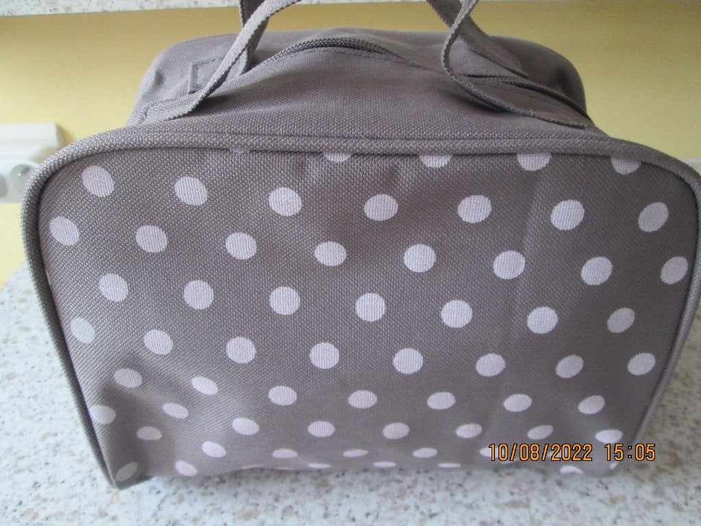Trousse de toilette grise à pois blancs    ., Bijoux, Sacs & Beauté, Enlèvement, Neuf, Gris, Homme ou Femme