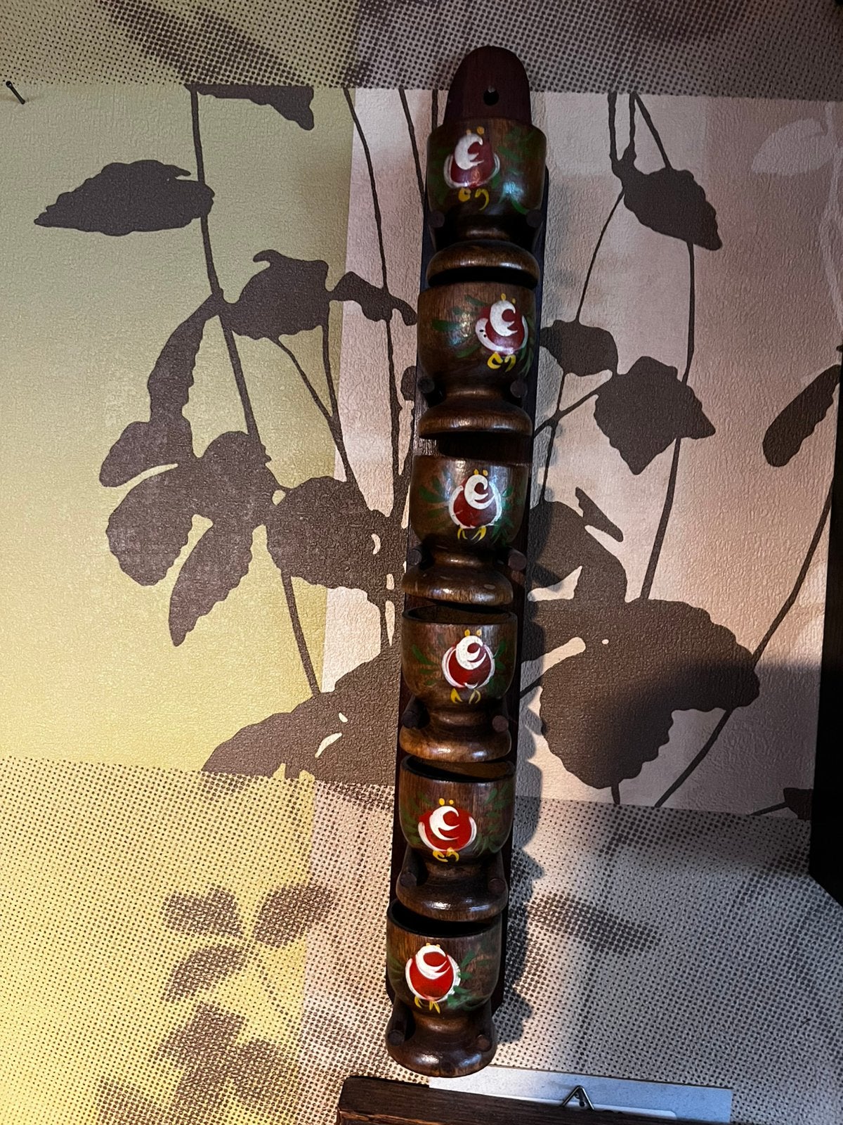 Vintage handgeschilderde eiercupset met 6 cups, Ophalen, Zo goed als nieuw