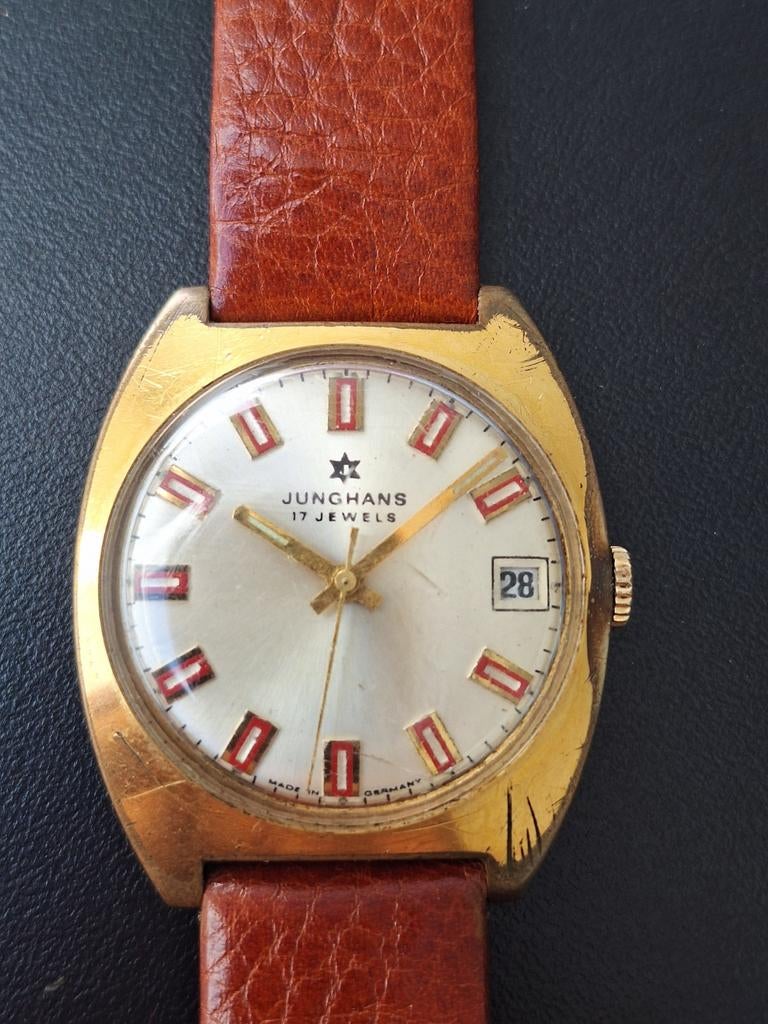 ​Vintage Junghans – 17 Jewels – Handopwinder – Jaren '70 – L, Bijoux, Sacs & Beauté, Montres | Anciennes | Antiquités, Enlèvement ou Envoi