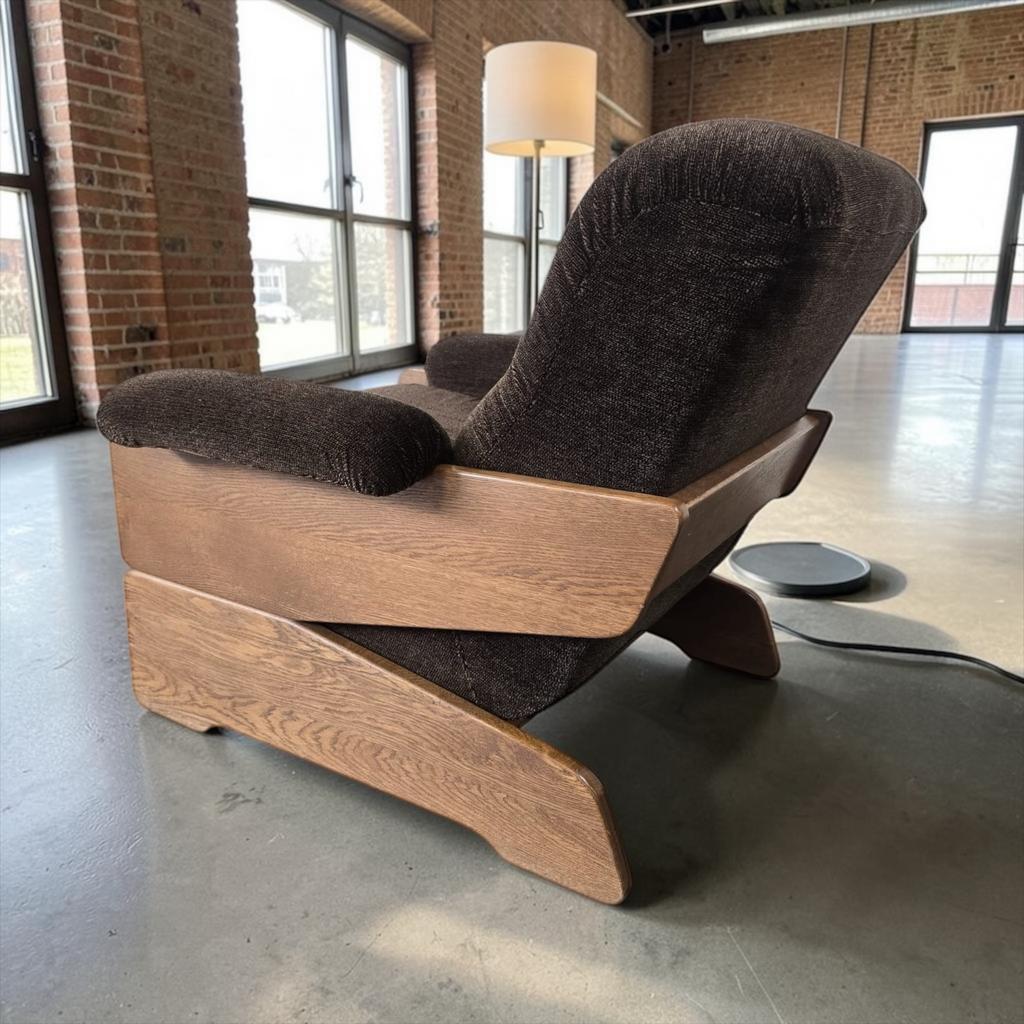 Vintage bruine brutalist eenzit / fauteuil / zetel, Antiek en Kunst, Ophalen