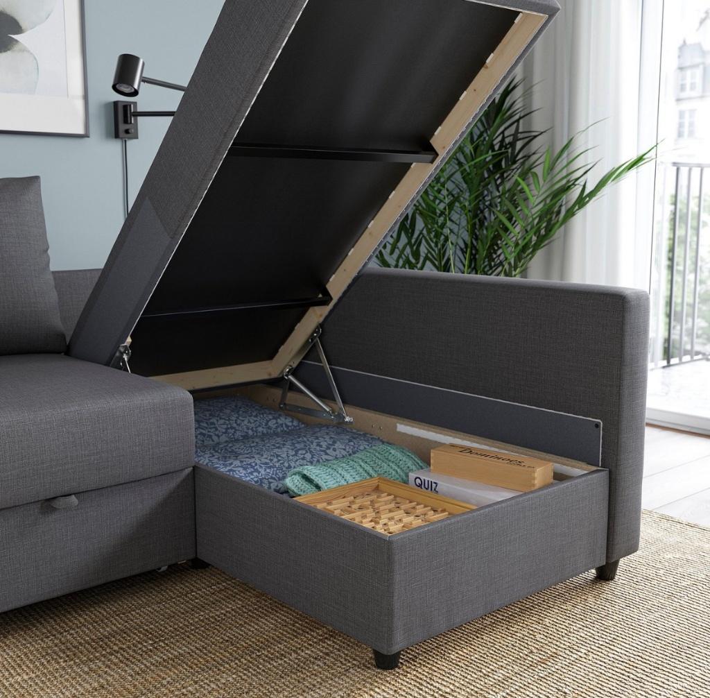 Ikea Friheten hoekzetel / slaapbank met opberger  p.o.t.k, Ophalen, Zo goed als nieuw, Tweepersoons, Grijs