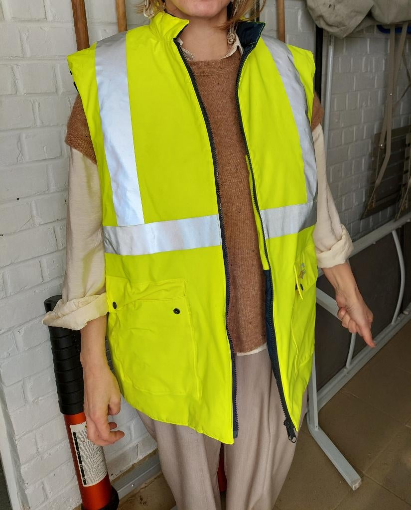 Veste de pluie, protection vent & froid - Sans Manches -, Jaune, Flexothane, Taille 52/54 (L), Enlèvement