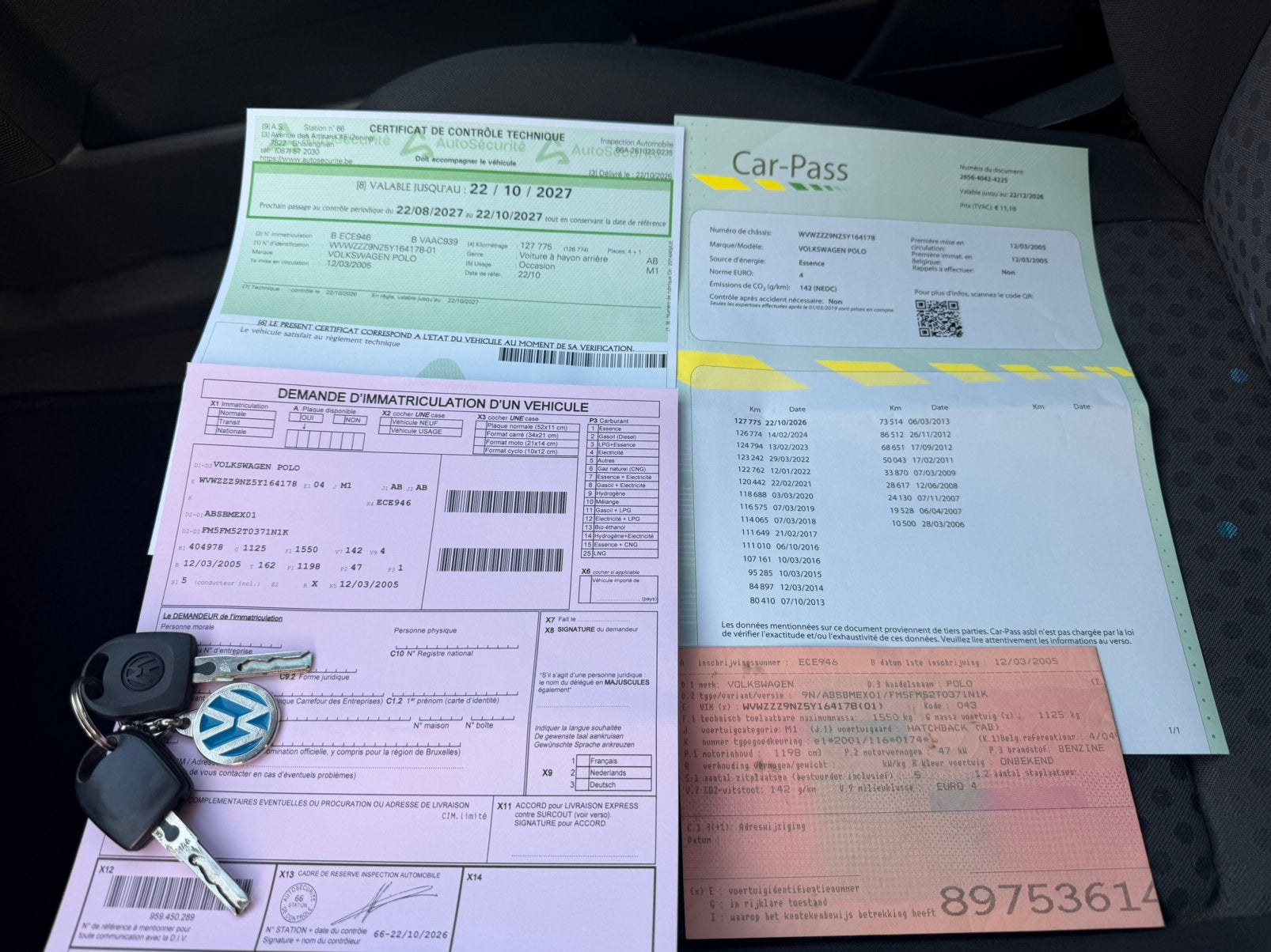 Volkswagen Polo 1.2i *127.000 Km*2005*1E EIGENAAR*K.+Carpass, Autos, Argent ou Gris, Achat, Boîte manuelle, Entretenue par le concessionnaire
