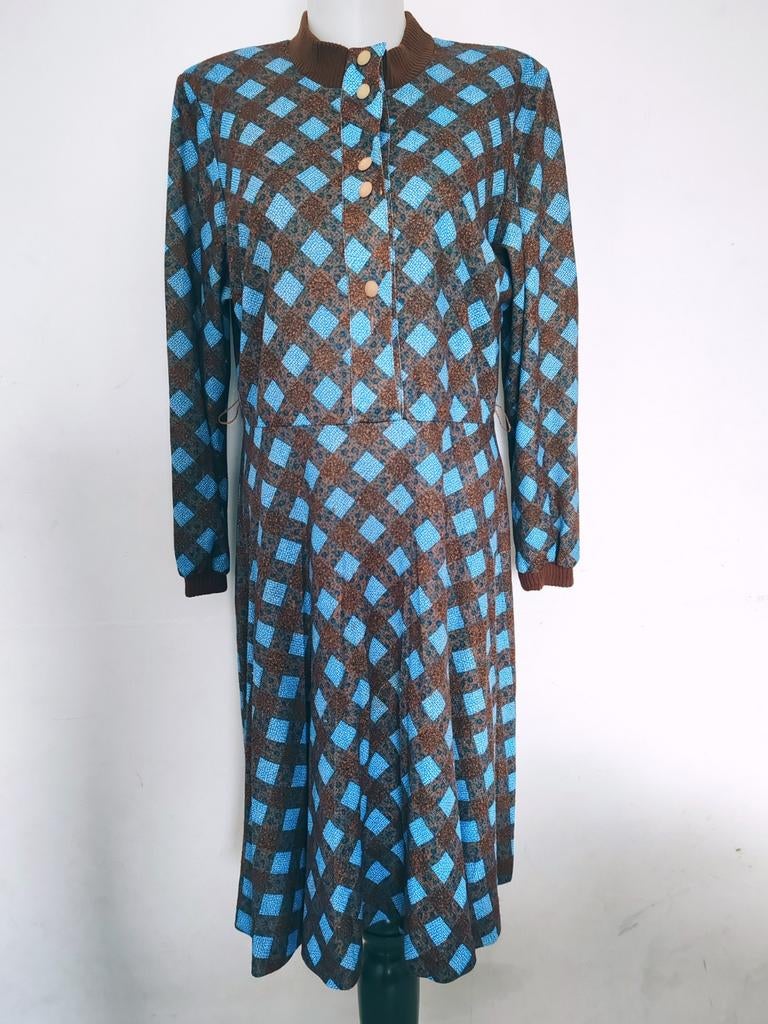 CHIQUE VINTAGE jurk uit de jaren 70, maat 42/44, Retro Secre, Kleding | Dames, Ophalen of Verzenden, Blauw