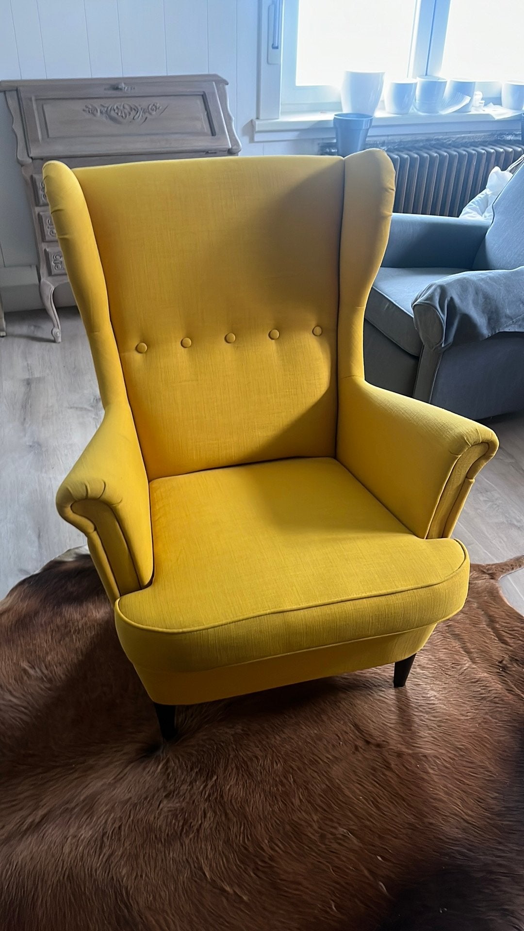 Ikea Strandmon oorfauteuil okergeel, Huis en Inrichting, Ophalen, Gebruikt, Eenpersoons