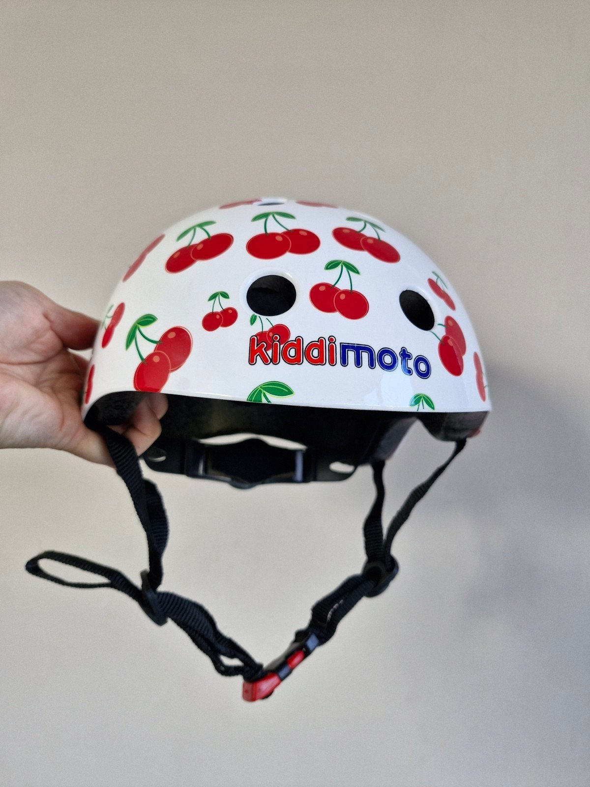 Fietshelm kind Kiddimoto 48-53 cm met kersen, Meisje, Overige maten, Zo goed als nieuw, Ophalen